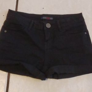 Black denim shorts